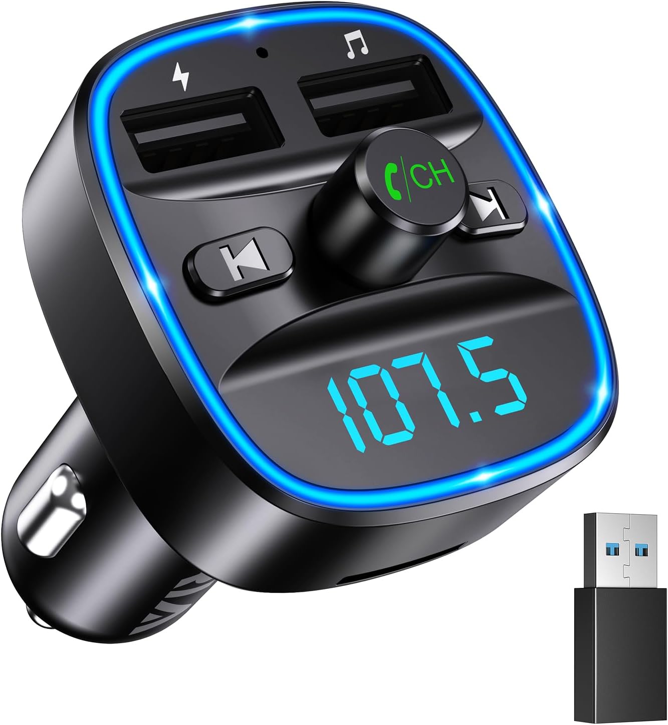 Oria Bluetooth 5.3 Fm Transmitter For Car, Wireless Radio Adapter With Dual Usb Charging & Hands-Free Calling