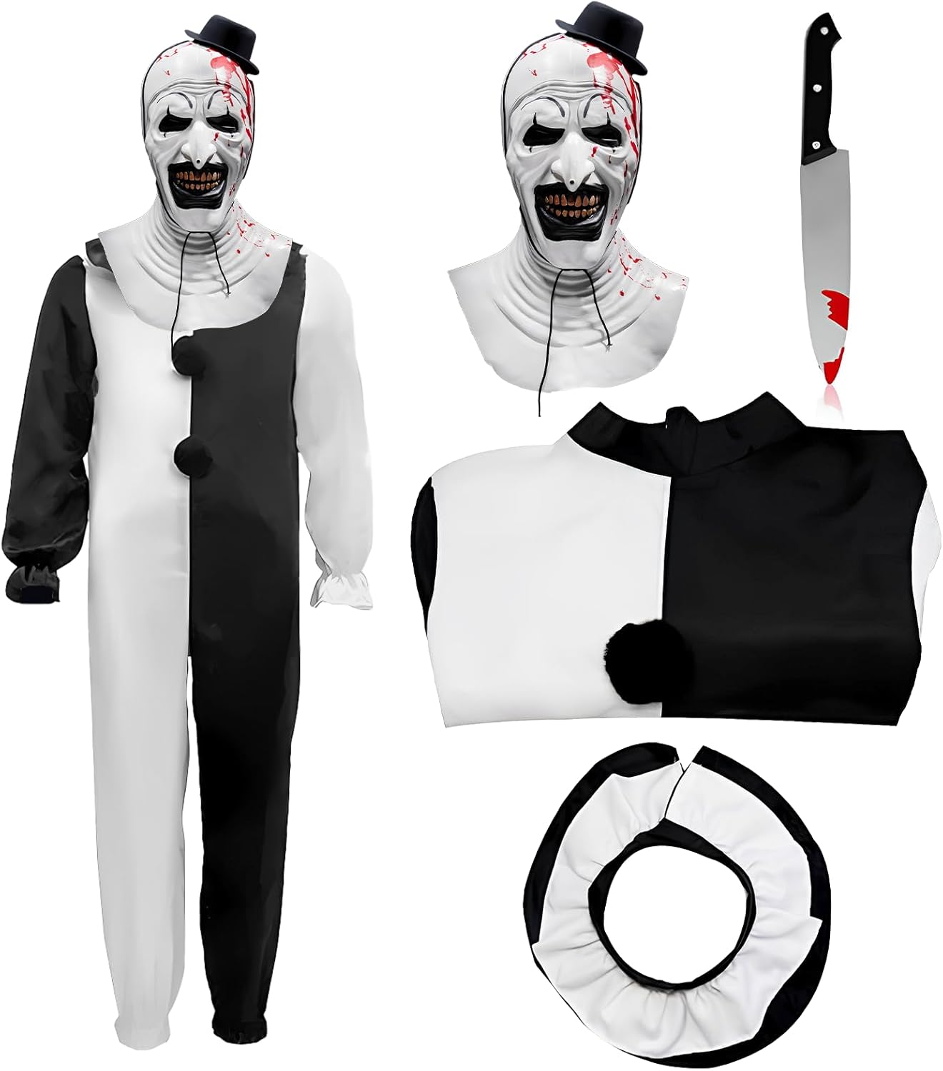Crazycos Art The Clown Costume Kids Terrifier Jumpsuit Cosplay Party Outfit