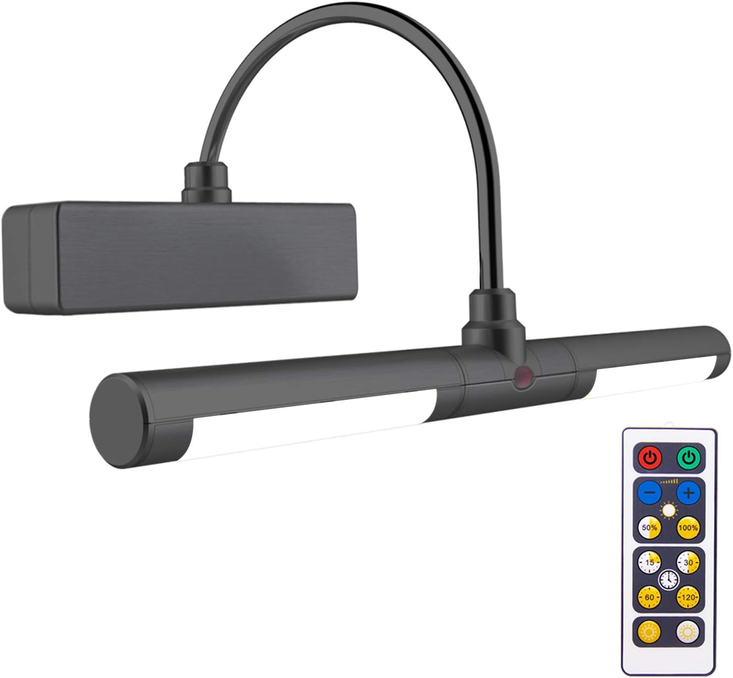 Honwell Wireless Battery Operated Led Picture Light With Remote Control, 8.8 Inch Rotatable Head, Black