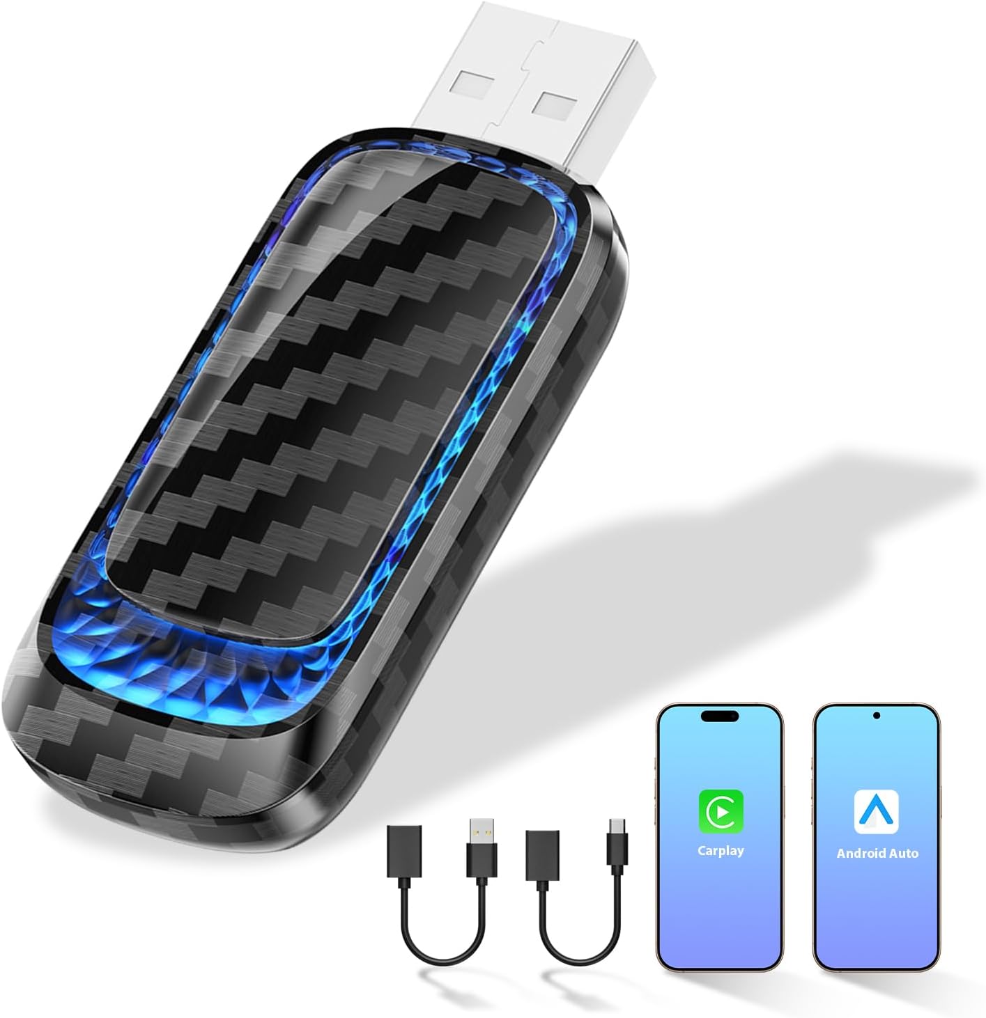 Bunog Wireless Carplay & Android Auto Adapter - 2-In-1 Mini Adapter For Factory Wired Cars