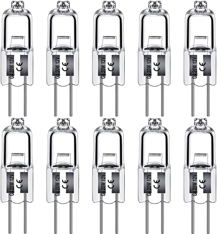 Belns Melns G4 20W 12V Halogen Light Bulbs Warm White Dimmable 10 Pack