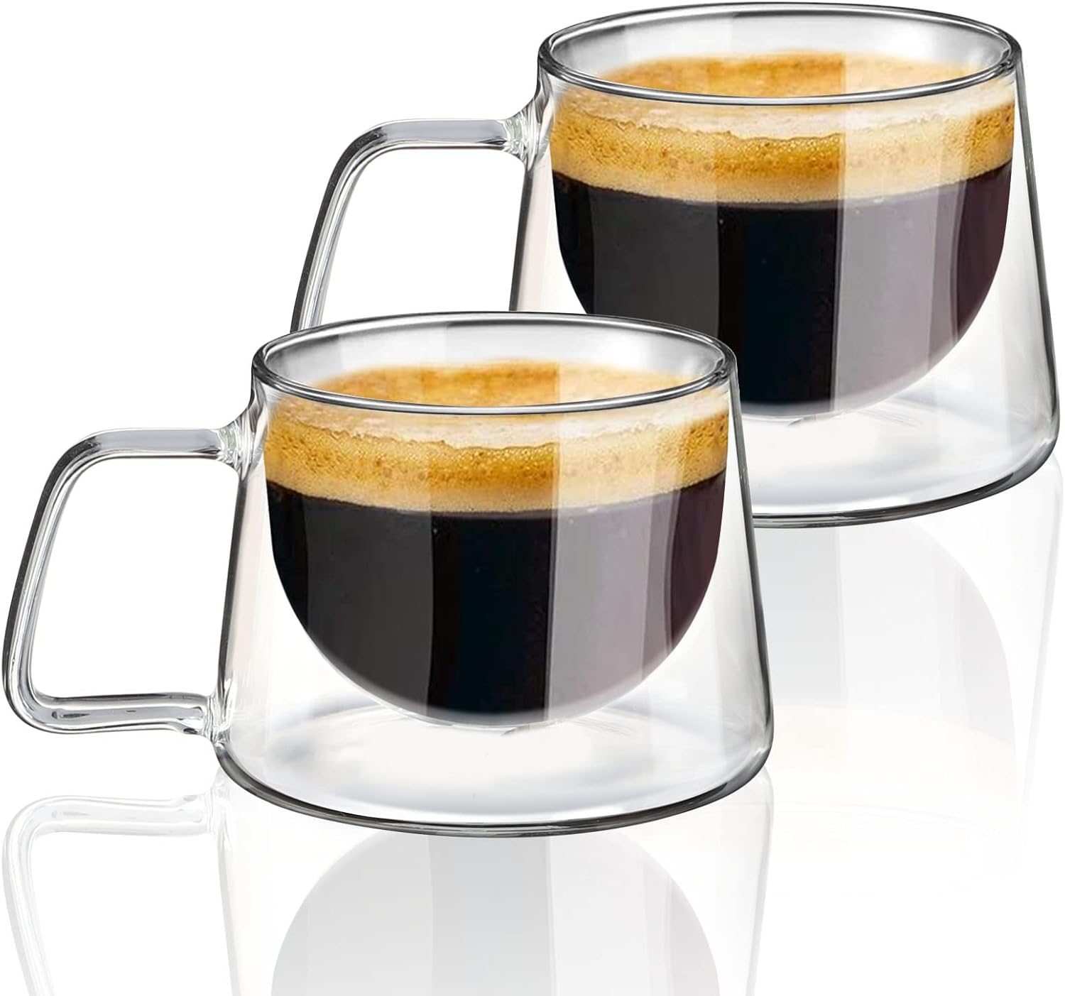 Kameun Double Walled Insulated Coffee Cups, 2X 300Ml, Borosilicate Glass