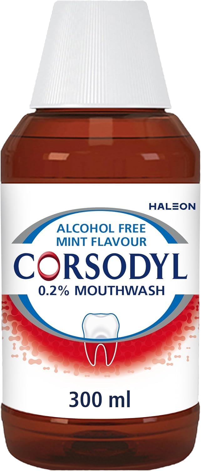 Corsodyl Mouthwash 0.2% Chlorhexidine Digluconate 300Ml Alcohol-Free Mint Flavour For Gum Disease Treatment