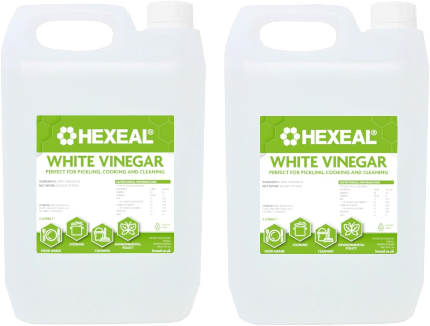 Hexeal White Vinegar 10L - Food Grade White Vinegar For Cooking, Pickling & Cleaning