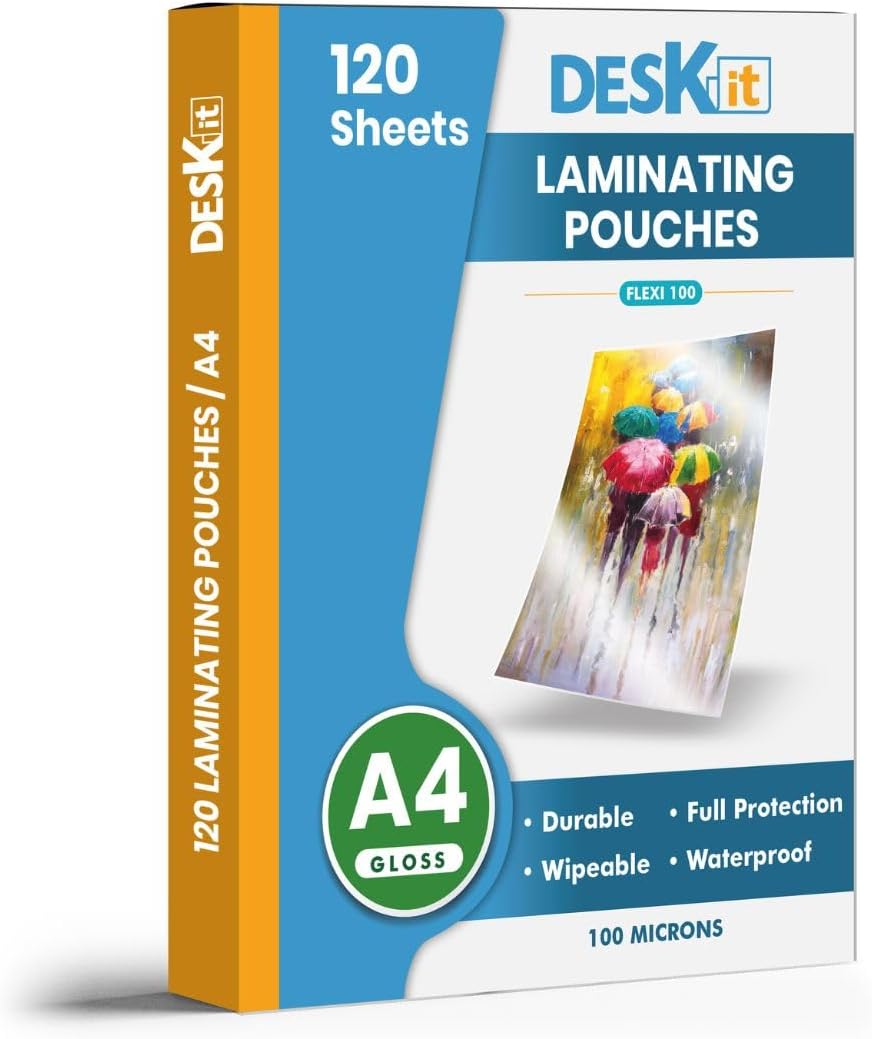 Deskit Laminating Pouches A4, Glossy, 120 Sheets, 100 Microns - Dk124 Model