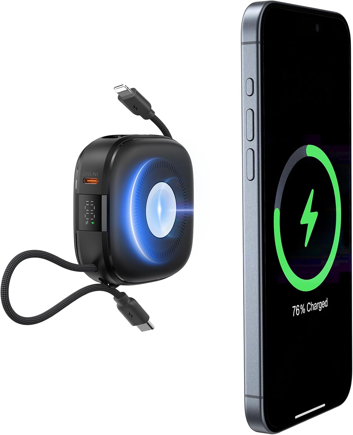 Charmast Power Bank 10000Mah Magnetic 3-In-1 Portable Charger With 20W Fast Charging And Built-In Cables