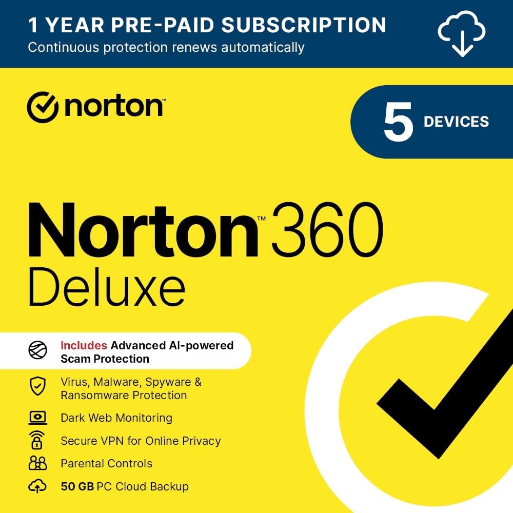 Norton 360 Deluxe 2025 Antivirus Software For 5 Devices With Secure Vpn And Password Manager