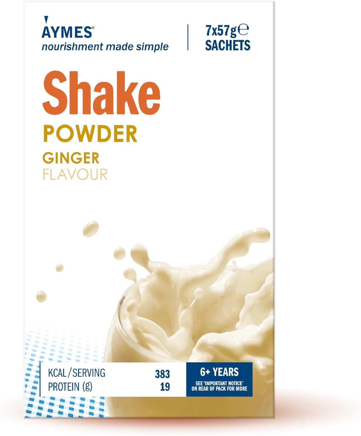 Aymes High Protein Nutritional Powder Shake - Ginger - 42 Servings - Gluten Free, Vegetarian & Halal Suitable