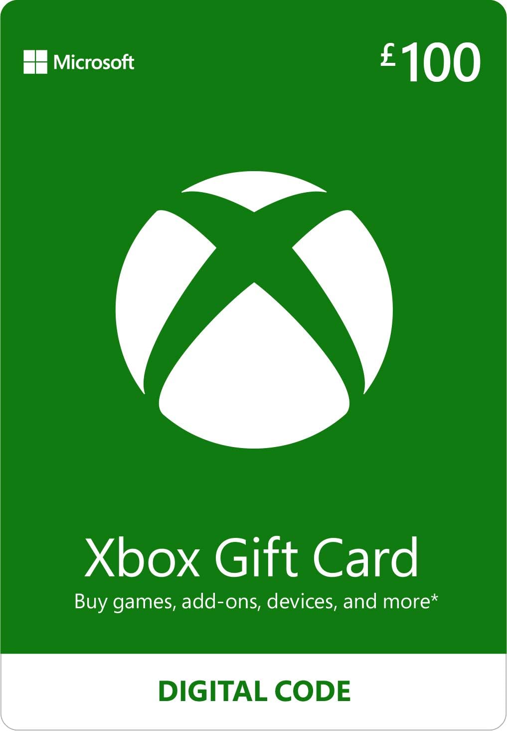 Xbox Gift Card 100 Gbp Digital Voucher For Xbox One, Series X|S & Windows Pcs