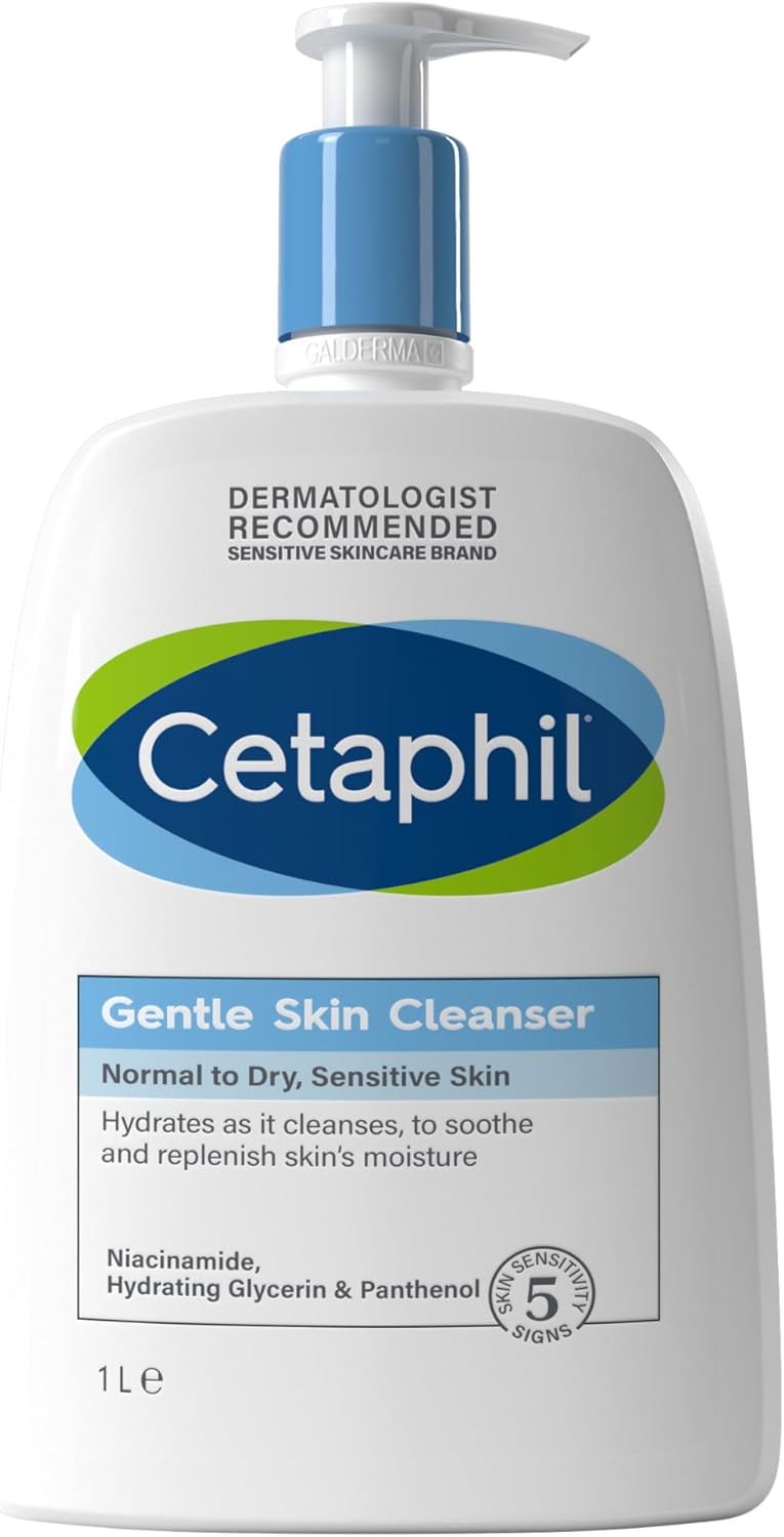 Cetaphil Gentle Skin Cleanser 1L Face & Body Wash For Normal To Dry Sensitive Skin