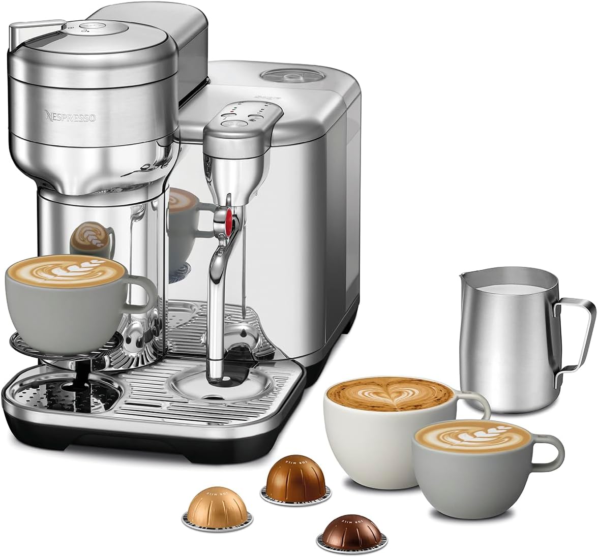 Nespresso Vertuo Creatista Capsule Coffee Machine With Milk Frother Wand, Brushed Stainless Steel, Model 700066368