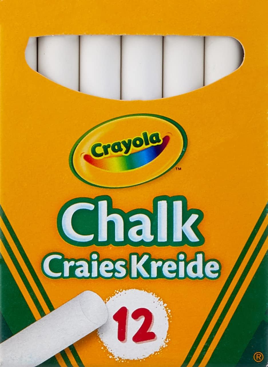 Crayola Anti-Dust White Chalk, 12 Count, Age 3+
