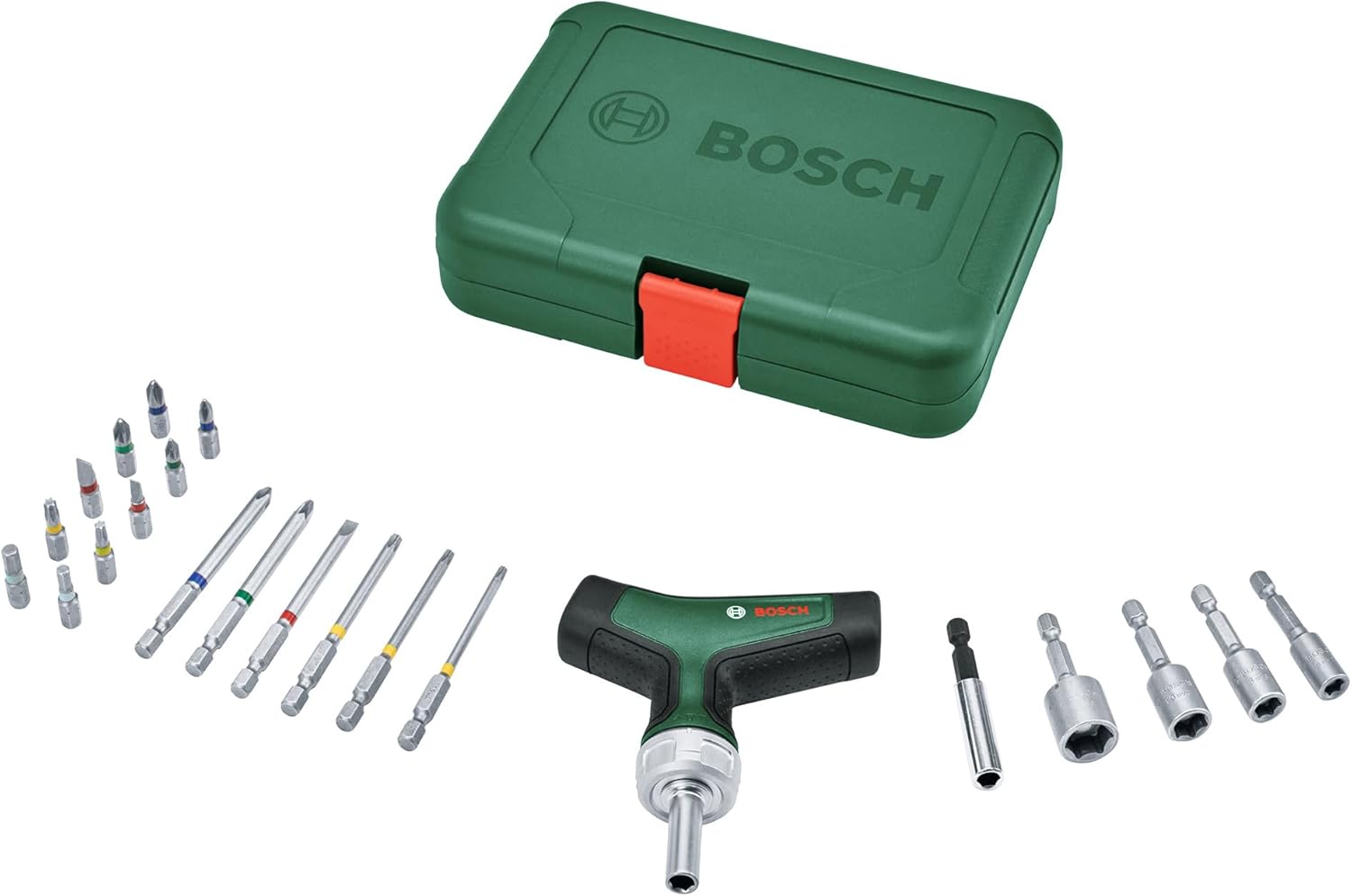 Bosch Bit Ratchet Screwdriver T-Handle Set 22-Piece (46 Nm Torque)