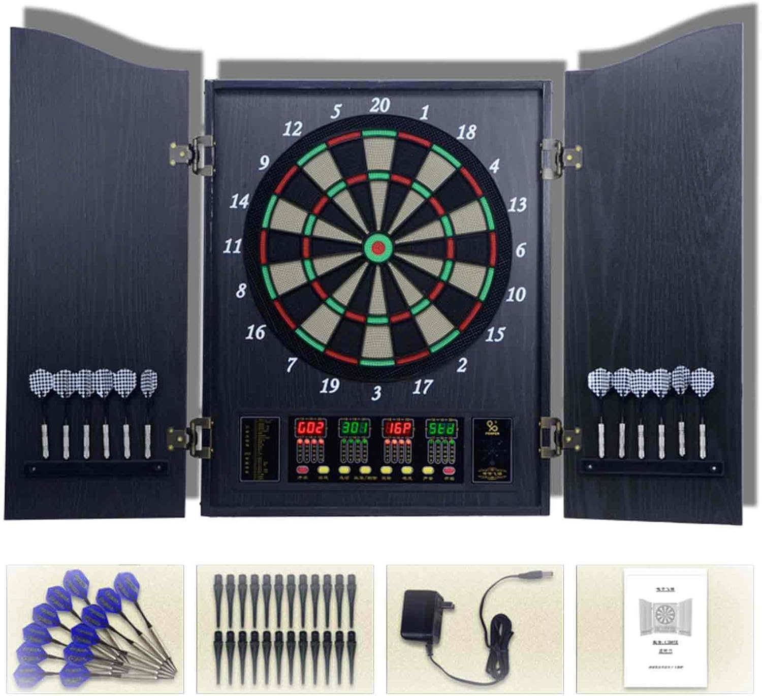 Jxcca Electronic Dart Board With Cabinet, 18