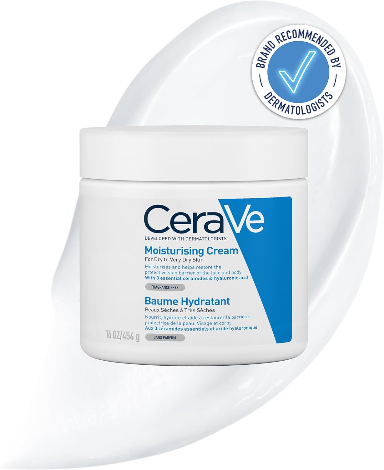 Cerave Moisturising Cream 454G - Face & Body Hydration With 3 Essential Ceramides & Hyaluronic Acid