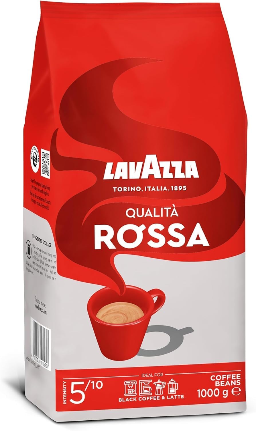 Lavazza Qualità Rossa Coffee Beans 1Kg Medium Roast Italian Blend