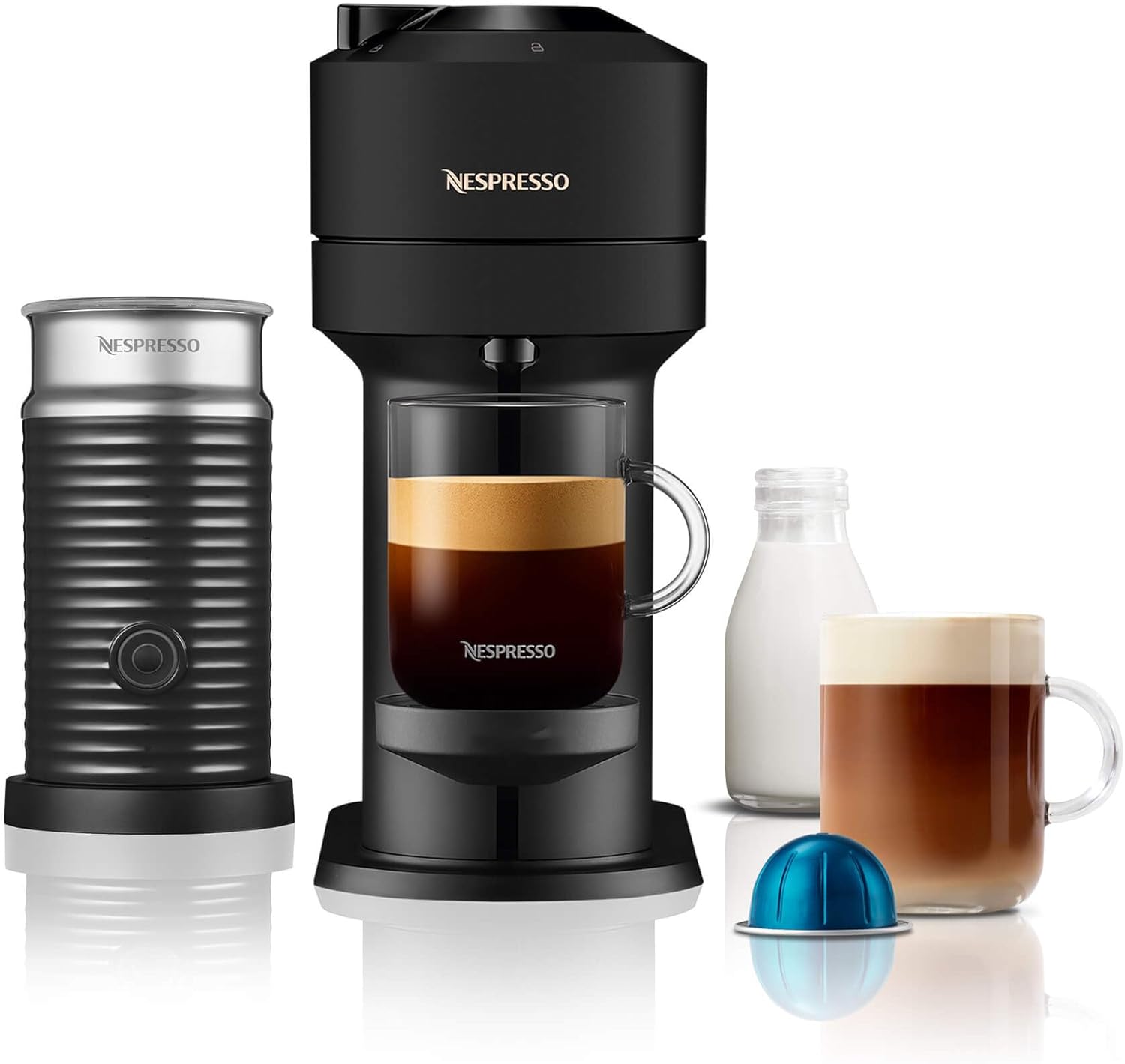 Nespresso Vertuo Next Env120.Bmae Matt Black Coffee Machine With Milk Frother