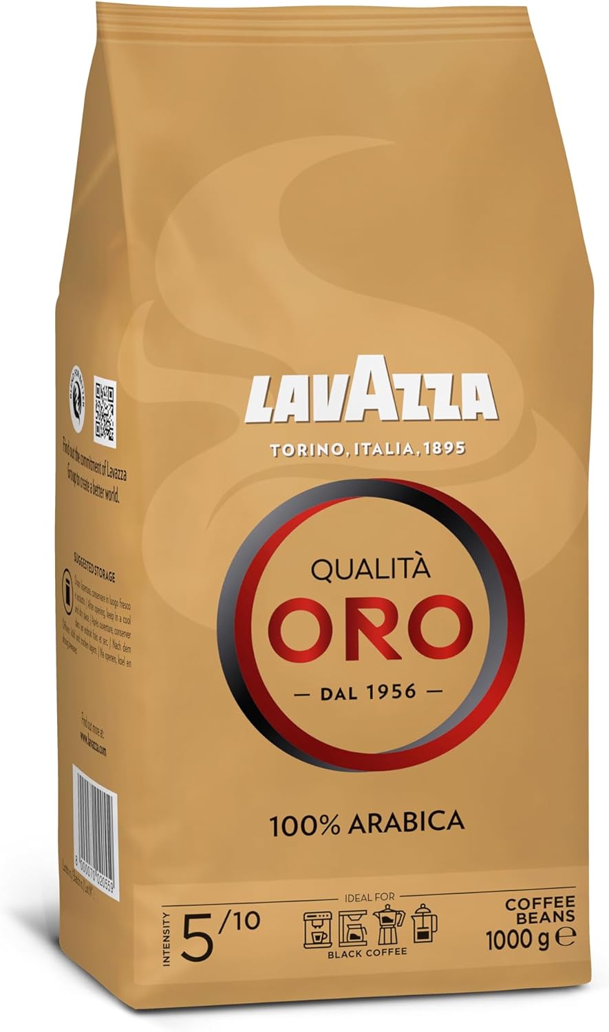 Lavazza Qualità Oro Coffee Beans 1Kg - 100% Arabica Medium Roast