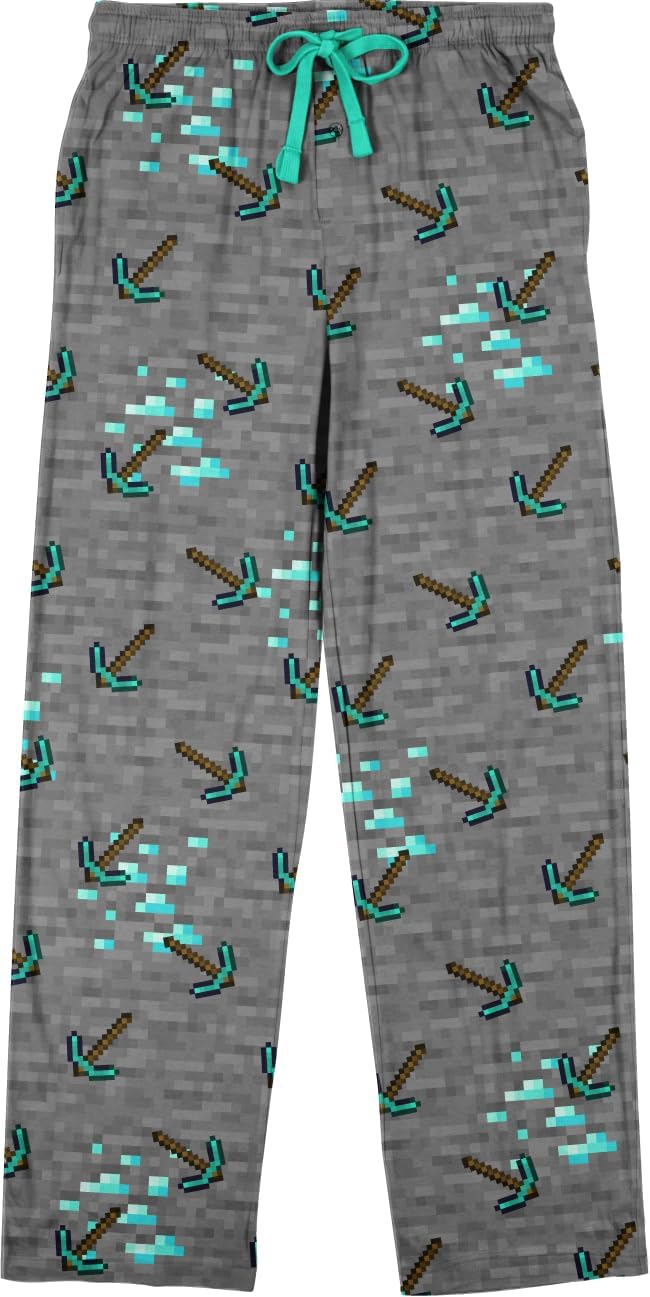 Bioworld Minecraft Diamond Pickaxe Men's Sleep Pants Official Licensed Product