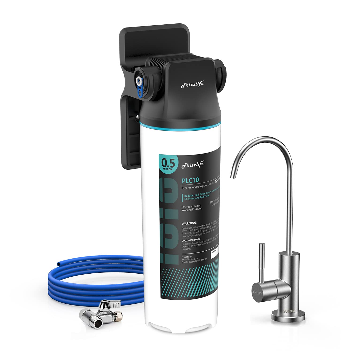 Frizzlife Sw10F Under Sink Water Filter System With Brushed Nickel Faucet, Nsf Certified