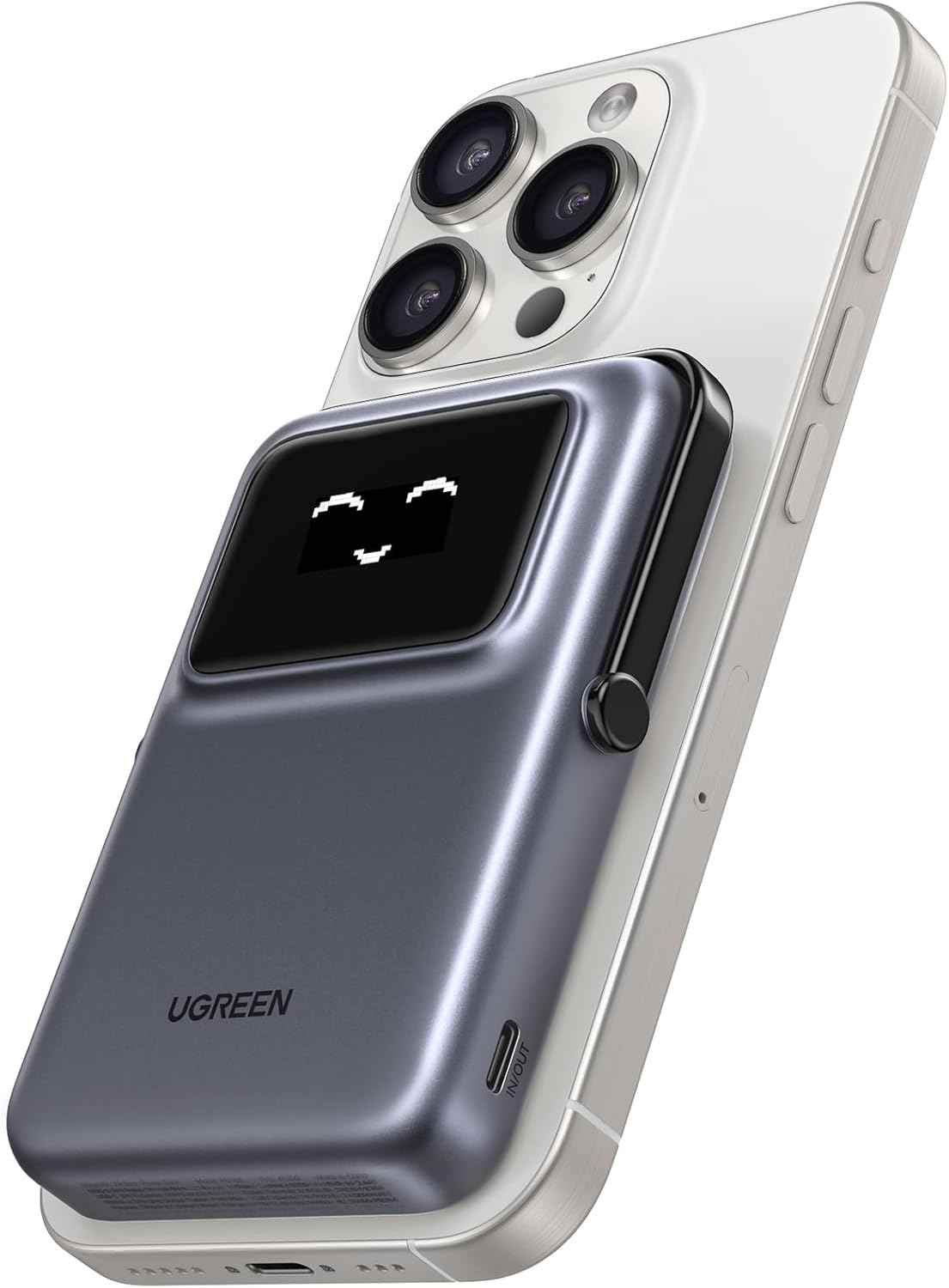Ugreen Uno Wireless Power Bank 10000Mah Fast Charging Portable Charger For Iphone With Magnetic Attachment And Foldable Stand