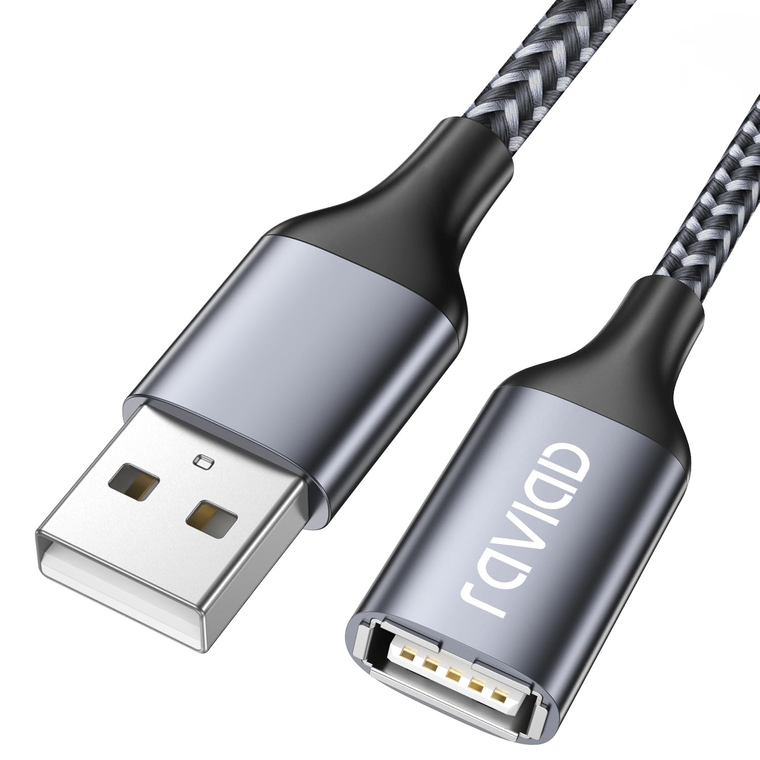 Raviad Usb 2.0 Extension Cable 2M, Usb A Male To A Female High Speed Data Transfer Lead