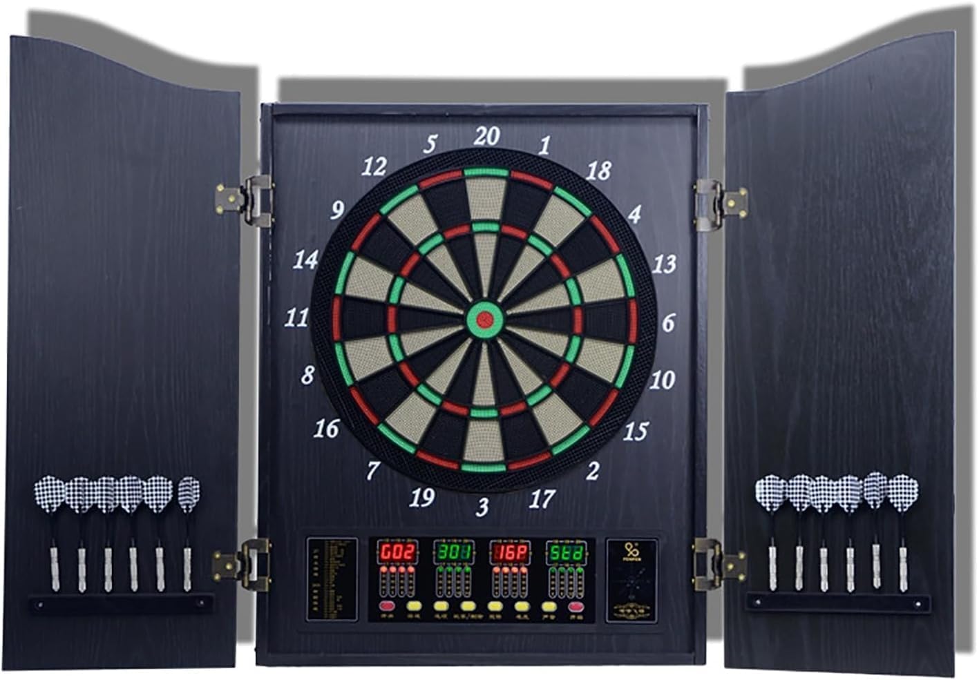 Woleyuu Electronic Dartboard Cabinet Set Woleyuu123, Led Digital Dart Game With 4 Led Displays
