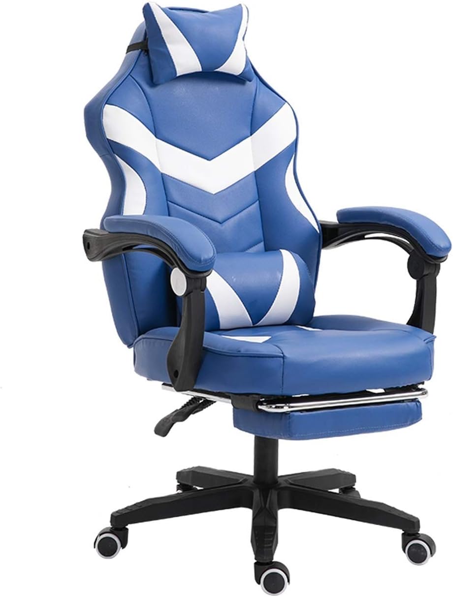Generic Gaming Chair Ergonomic Recliner With Adjustable Functions And Telescopic Footrest Blue