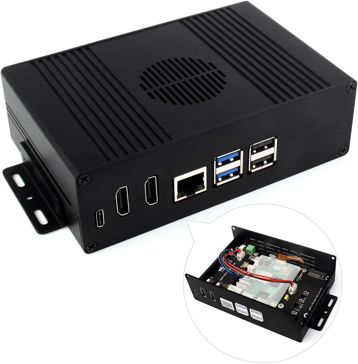 Waveshare M.2 Nvme Pcie Case For Raspberry Pi 5 With Dual Hdmi And Efficient Cooling