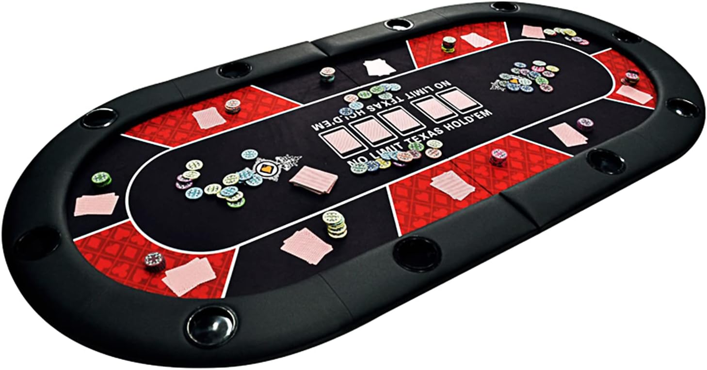 Amhuui Portable Poker Table Top, Texas Hold'em Travel Set For 10 Players