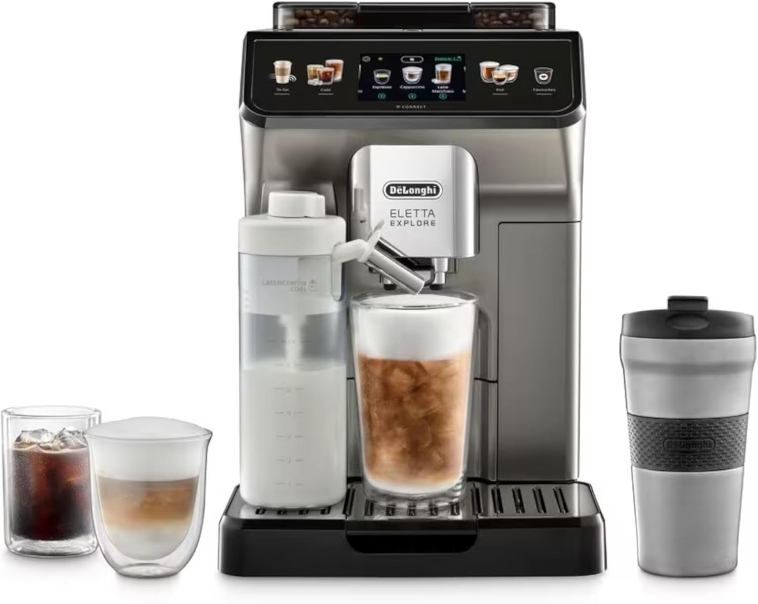 De'longhi Eletta Explore Ecam450.86.T Coffee Machine - Titanium & Silver