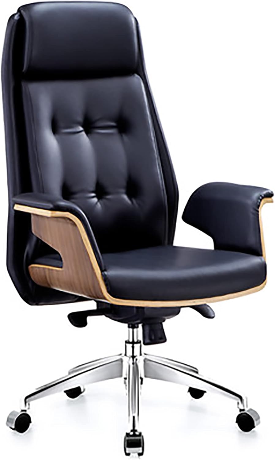 Office Chair Desk Chair - Ergonomic Cowhide Gaming Chair With Lumbar Support (Black)