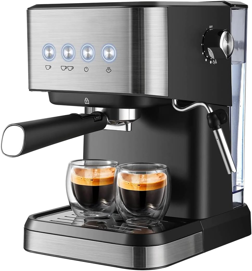 Generic Espresso Coffee Machine, 20 Bar Semi-Automatic Stainless Steel Bean To Cup Espresso Maker