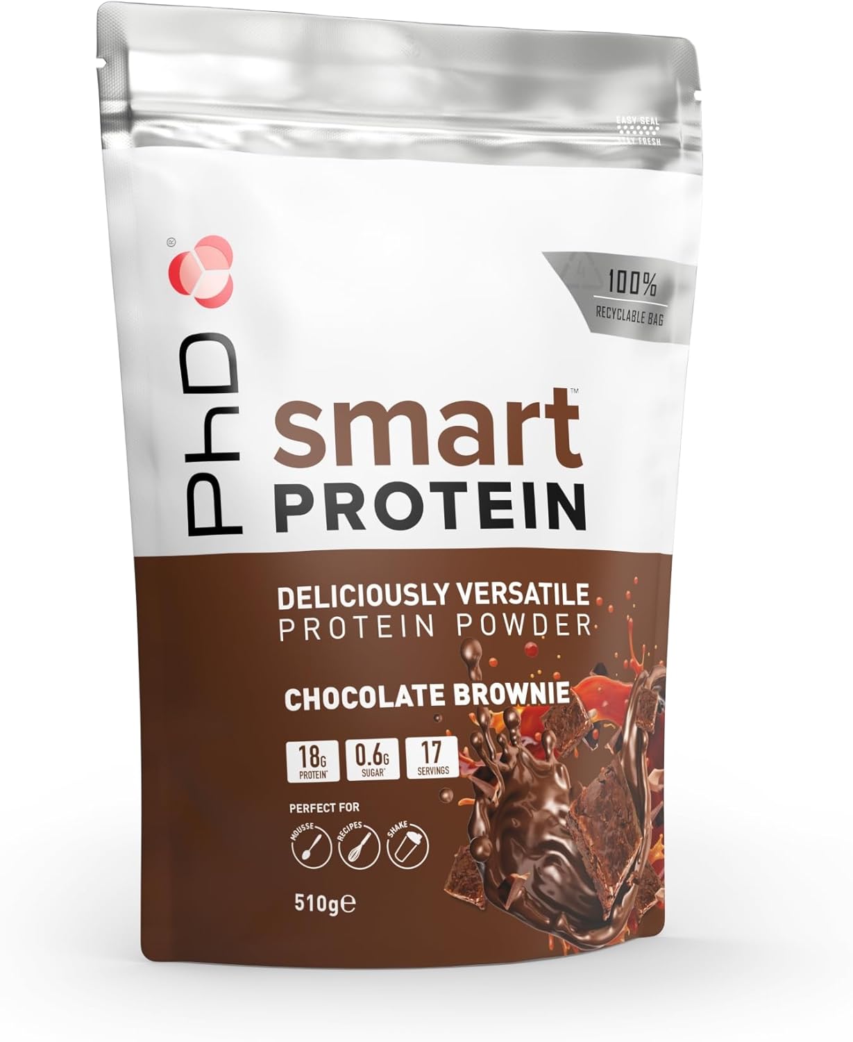 Phd Smart Protein Powder - Chocolate Brownie Flavour, 510G Bag, 17 Servings