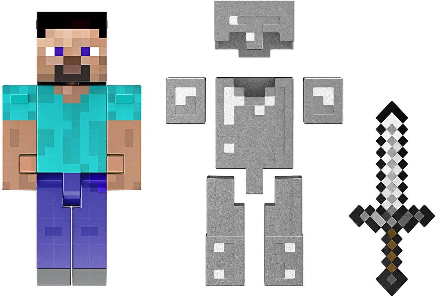 Mattel Minecraft Diamond Level Steve 5.5-Inch Collector Action Figure With Die-Cast Accessories