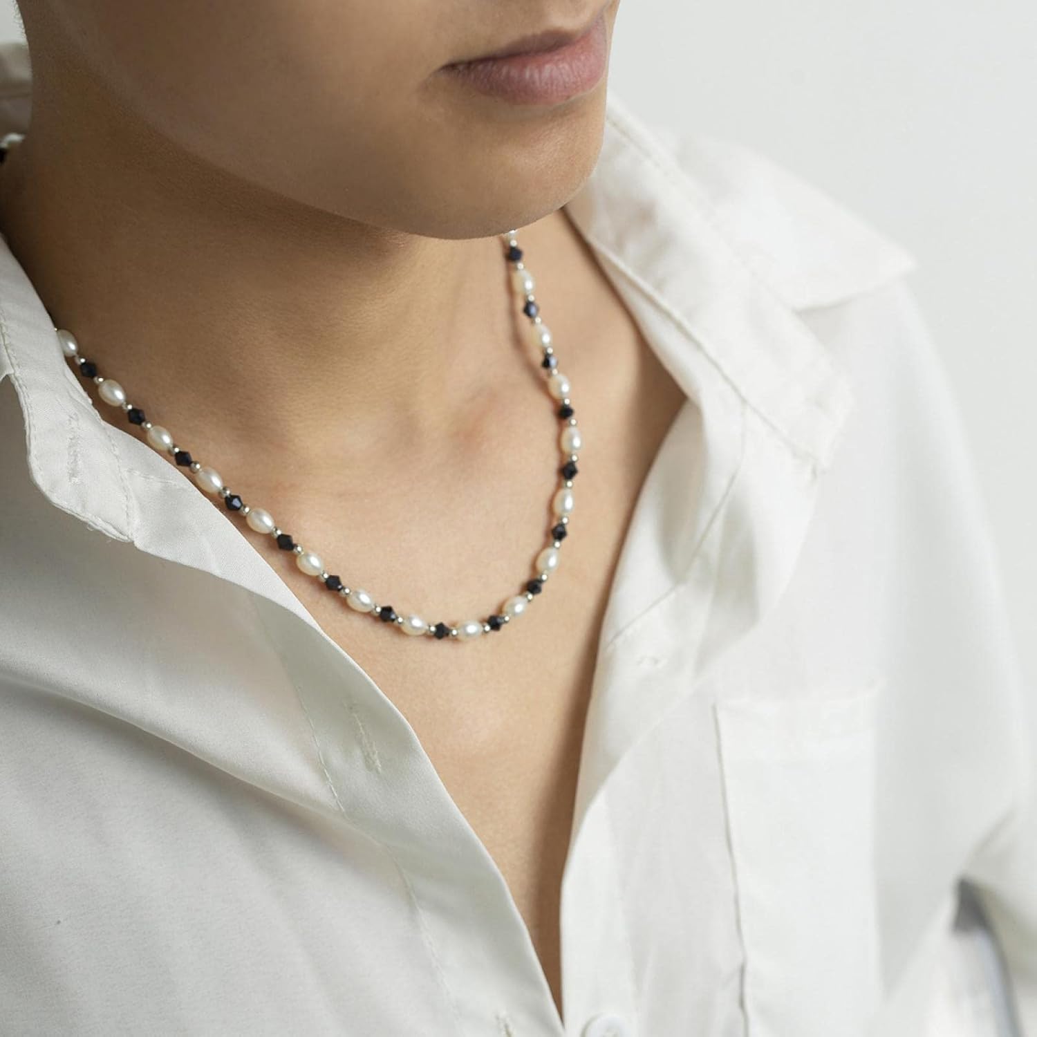 Bysonglezai Geometric Rhinestone Pearl Necklace - Luxury Handmade Pendant Chain