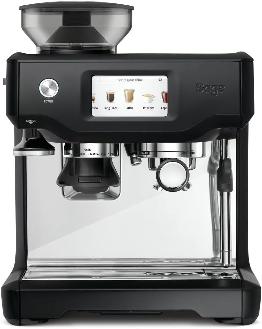 Sage Barista Touch Ses880Btr Black Truffle Bean To Cup Coffee Machine With Grinder And Milk Frother