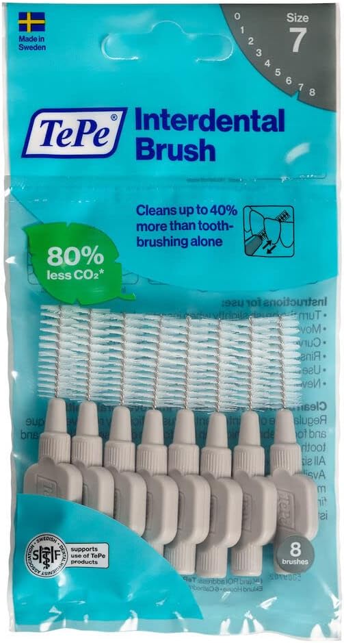 Tepe Interdental Brush Original Grey 1.3Mm (Iso 7) - Efficient Plaque Remover For Wide Gaps & Dental Care