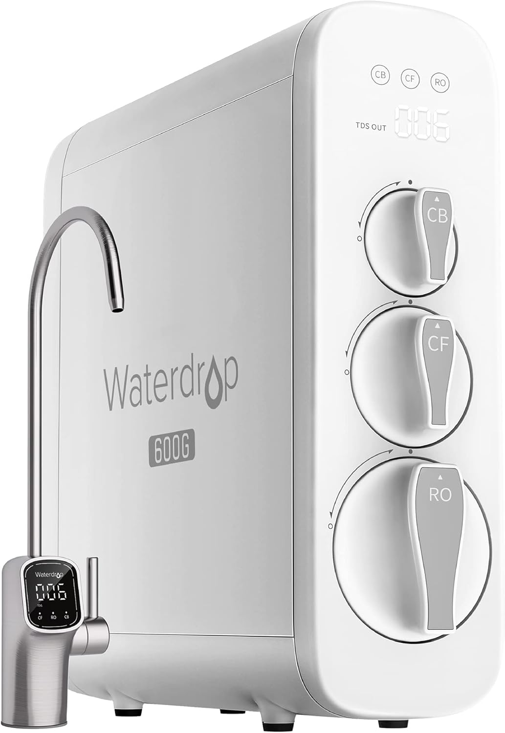 Waterdrop G3P600 Reverse Osmosis Water Filter System, 600Gpd, With Smart Led Faucet
