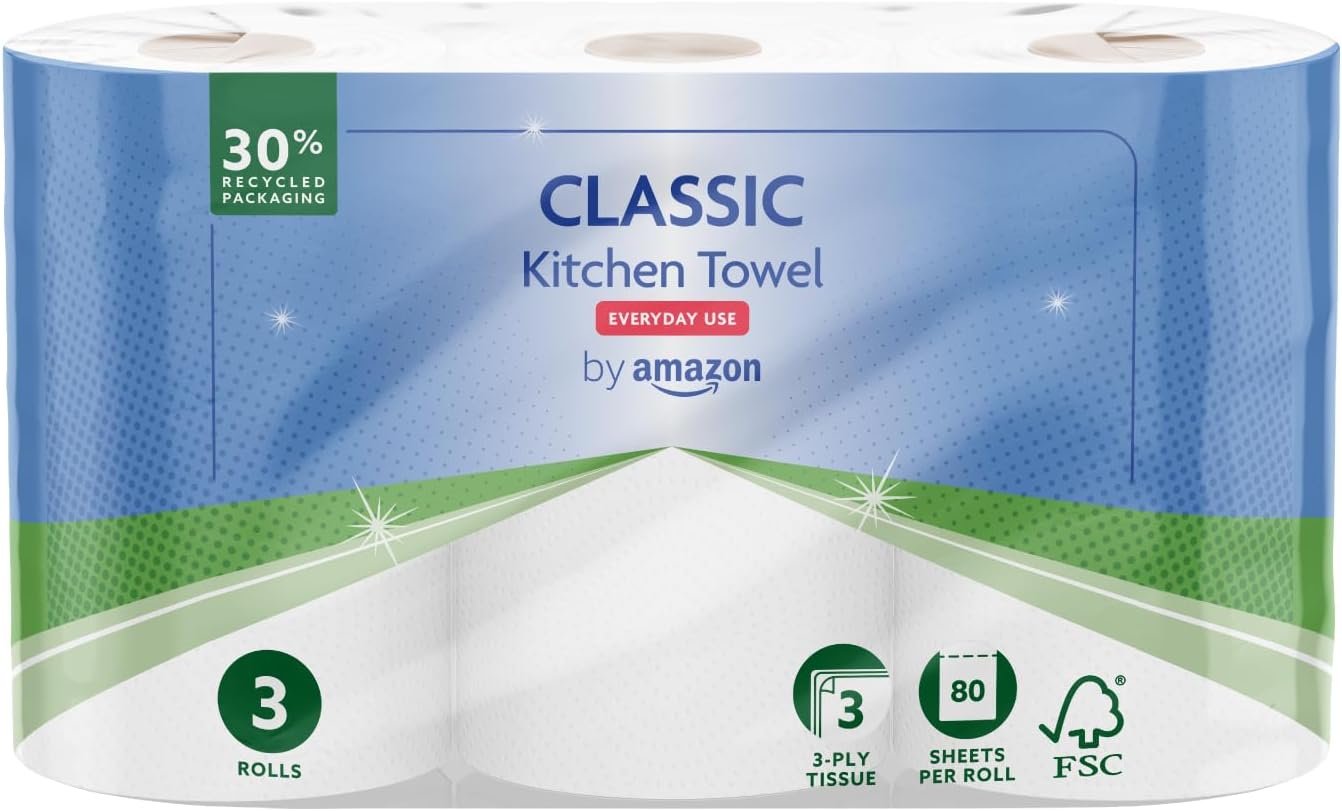 Amazon Classic 3-Ply Kitchen Roll, Strong & Absorbent, Fsc Certified
