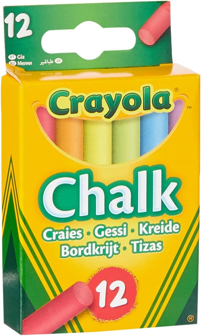 Crayola Anti-Dust Coloured Chalk - 12 Assorted Colours (Pack Of 12)