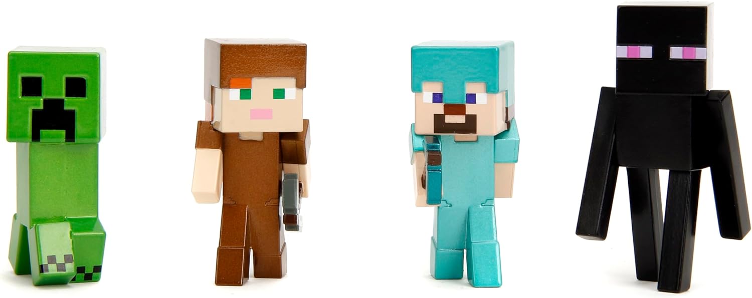 Jada Minecraft 2.5 Inch Metalfigs 4-Pack (Wave 3) Officially Licensed Collectible Figures