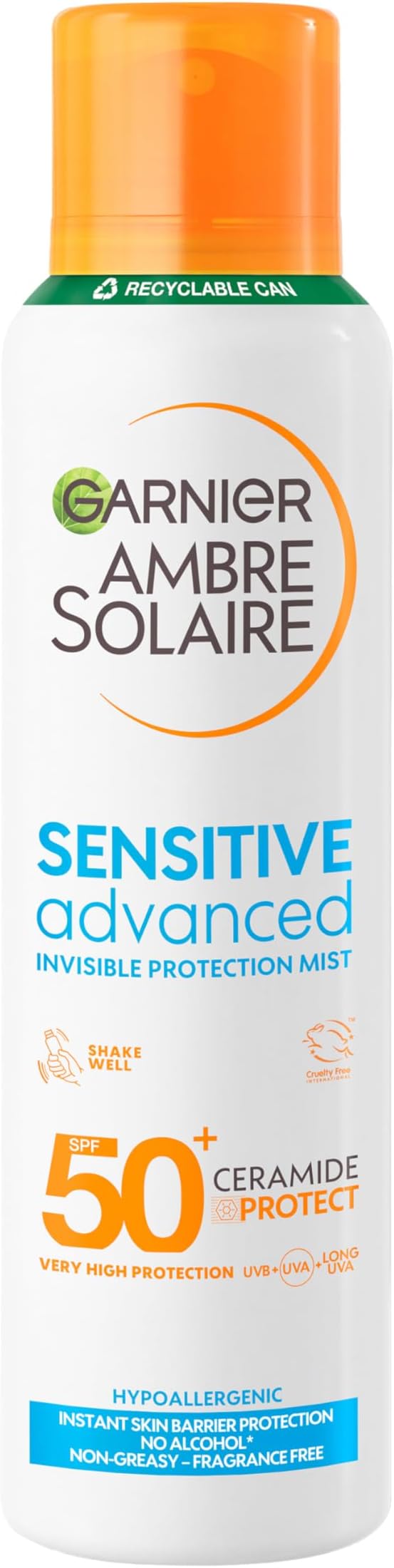 Garnier Ambre Solaire Sensitive Advanced Dry Mist Sun Cream Spray Spf 50+ 150Ml