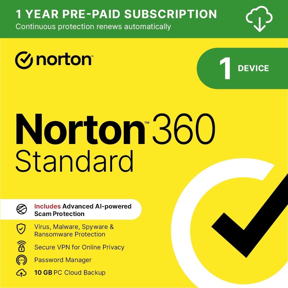 Norton 360 Standard 2025 Antivirus Software For 1 Device With Secure Vpn And Password Manager