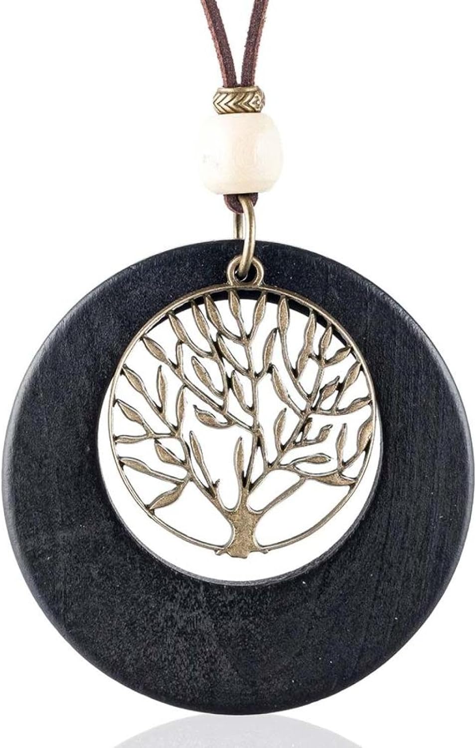 Bisonblue Wooden Tree Of Life Pendant Necklace