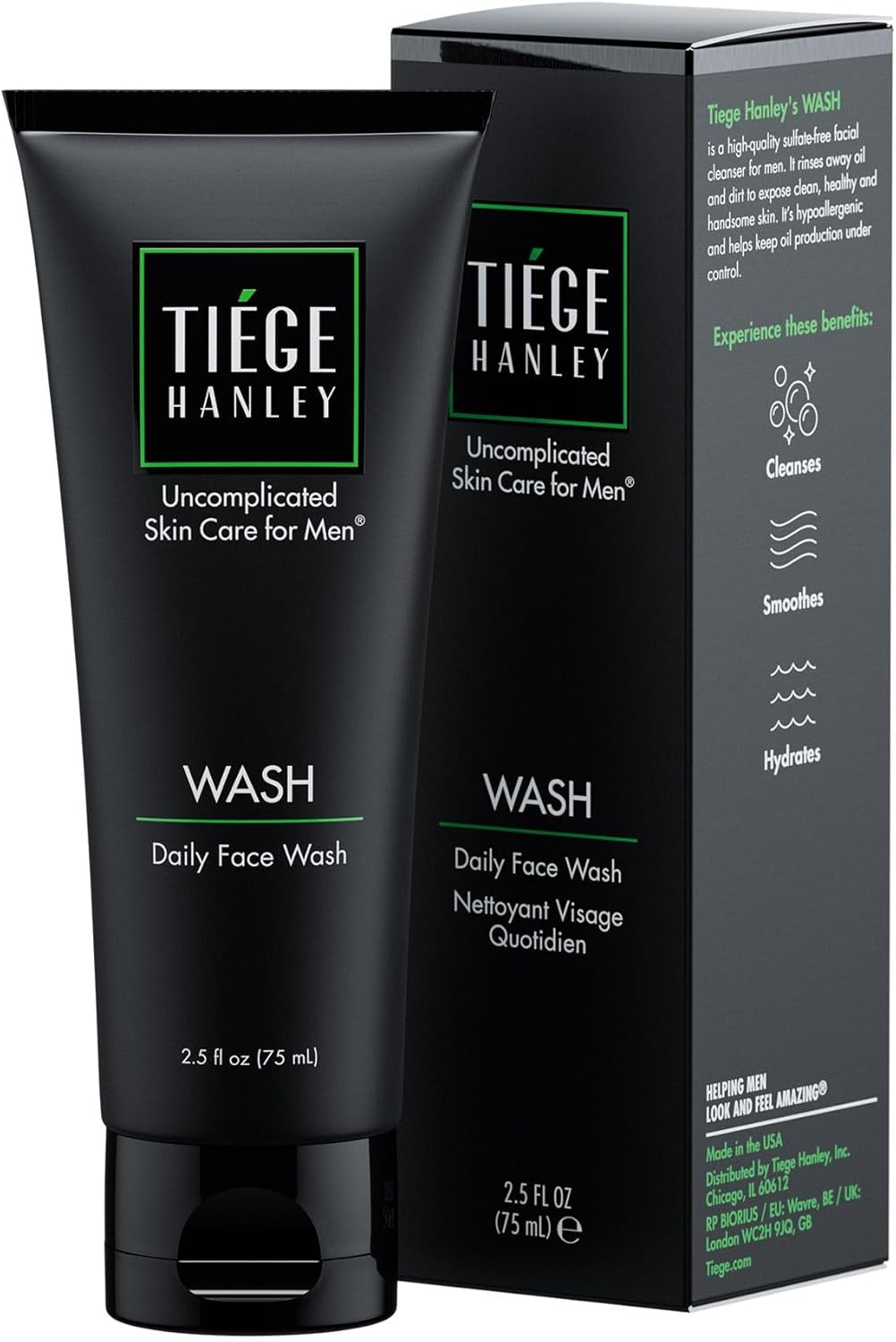 Tiege Hanley Daily Face Wash For Men - Fragrance Free Facial Cleanser 2.5Oz
