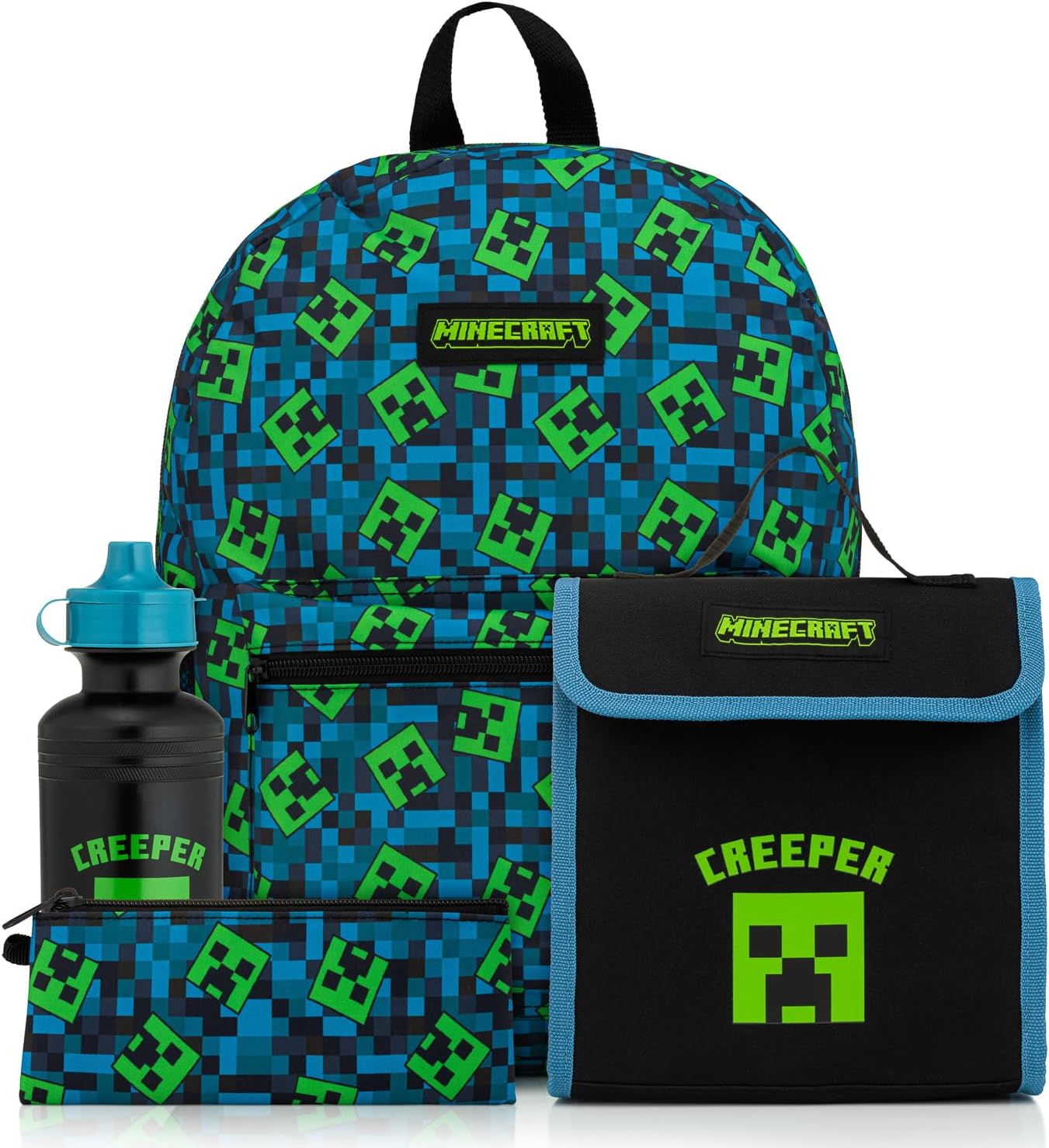 Minecraft Kids Backpack 4 Piece School Set - Green