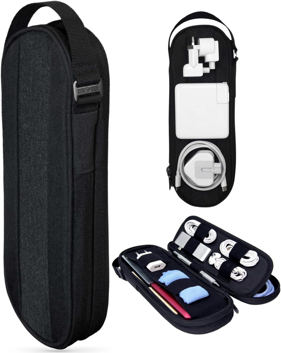 Side By Side Cable Organiser Bag For Charger, Power Bank And Tech Accessories