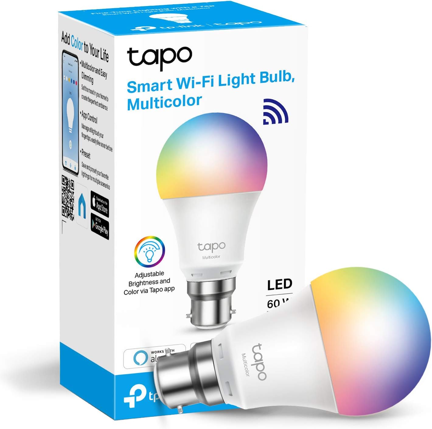 Tapo Smart Bulb L530B, Wifi Led Light, Multicolor & Dimmable, Works With Amazon Alexa & Google Home
