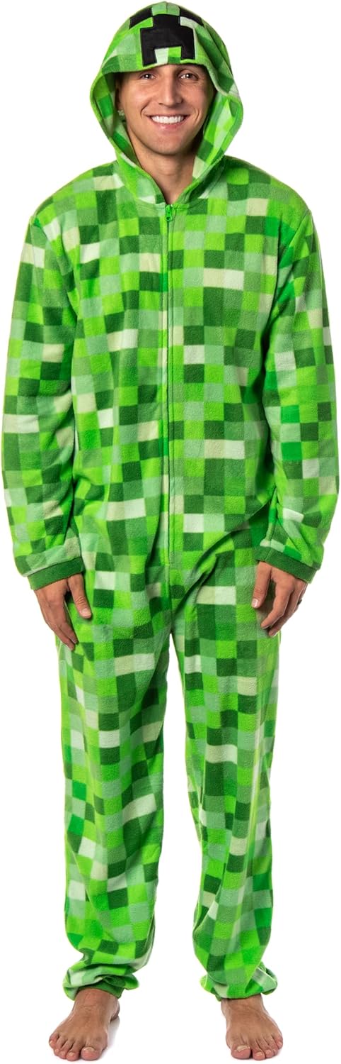 Bioworld Minecraft Creeper Costume Pajama Outfit One Piece Union Suit
